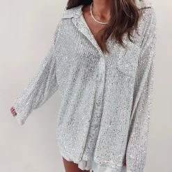 Indie Collection Sequin Shirt - Silver