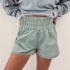 Indie Collection Smocked Athletic Shorts - Sage New Arrivals