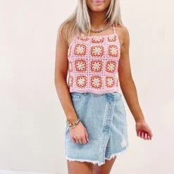 Indie Collection Pink Crochet Tank