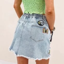 Indie Collection New Arrivals Patch Denim Skirt