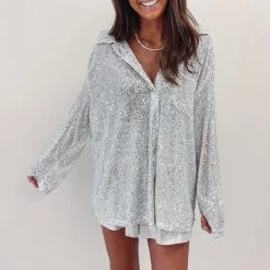 Indie Collection Sequin Shirt - Silver